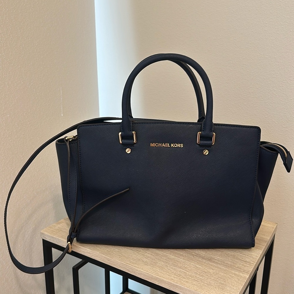 Navy Michael Kors Top Handle Bag